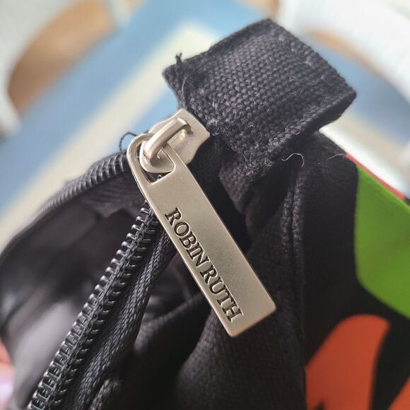 NWT Robin Ruth Hobo Tote Punta Cana Canvas Neon Logo Zipper Close COA New - Picture 6 of 10